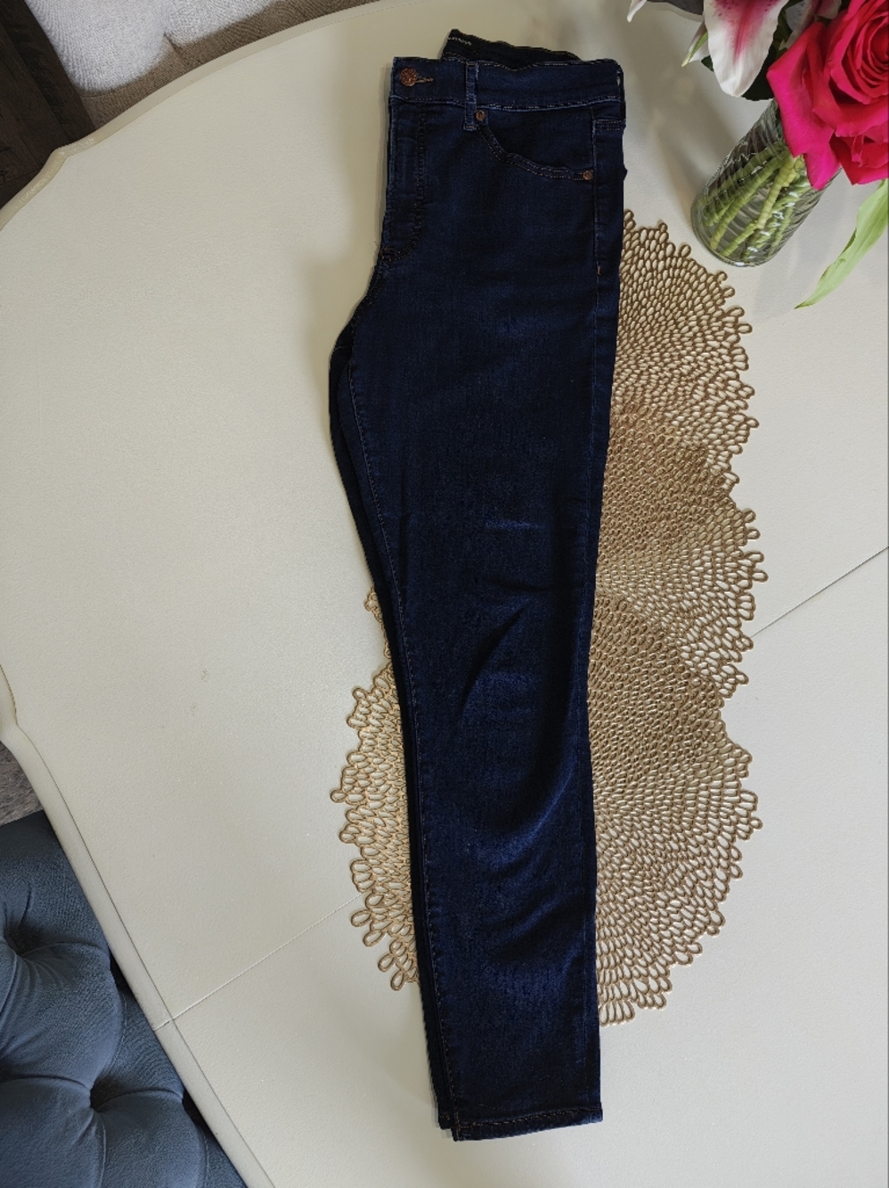 Express Skinny High Rise Dark Blue Jeans